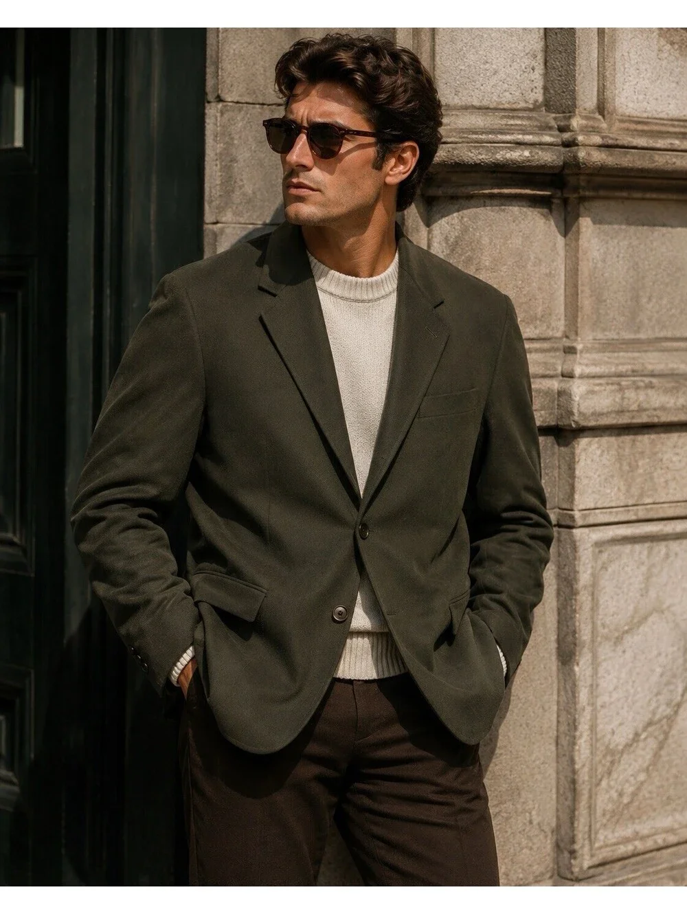 Mario Rossi Blazer Mens 42 Olive Green Pure Virgin Wool Sport Coat Italy Style